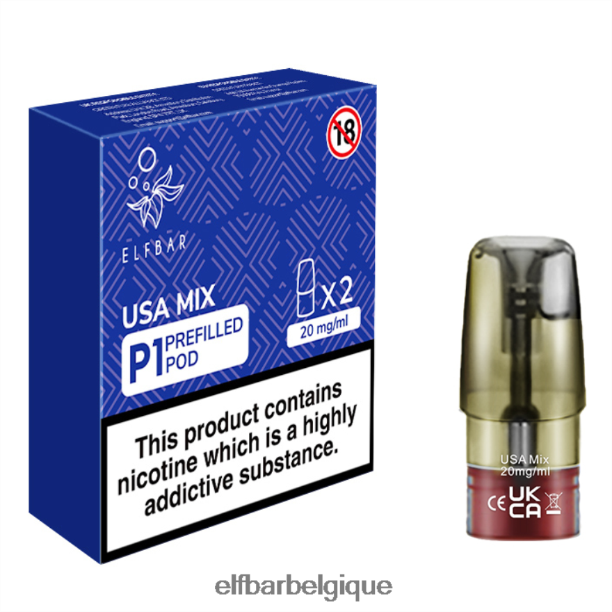 ELF BAR Puff mate 500 p1 gousses préremplies - 20 mg (paquet de 2) mélange américain HNX4T166