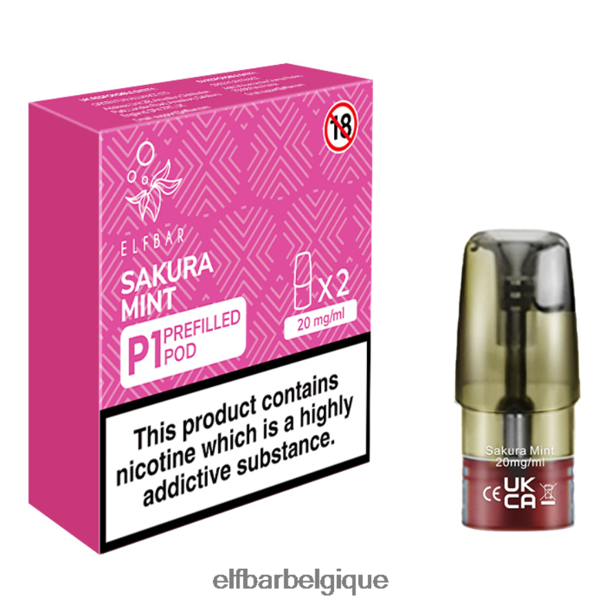 ELF BAR Rechargeable Avis mate 500 p1 gousses préremplies - 20 mg (paquet de 2) menthe sakura HNX4T167