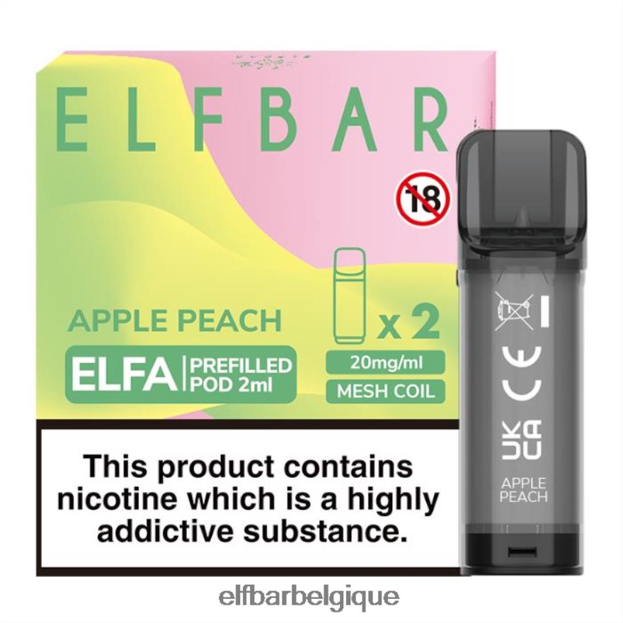 ELF BAR Rechargeable gousse préremplie elfa - 2 ml - 20 mg (paquet de 2) HNX4T116 pêche aux pommes