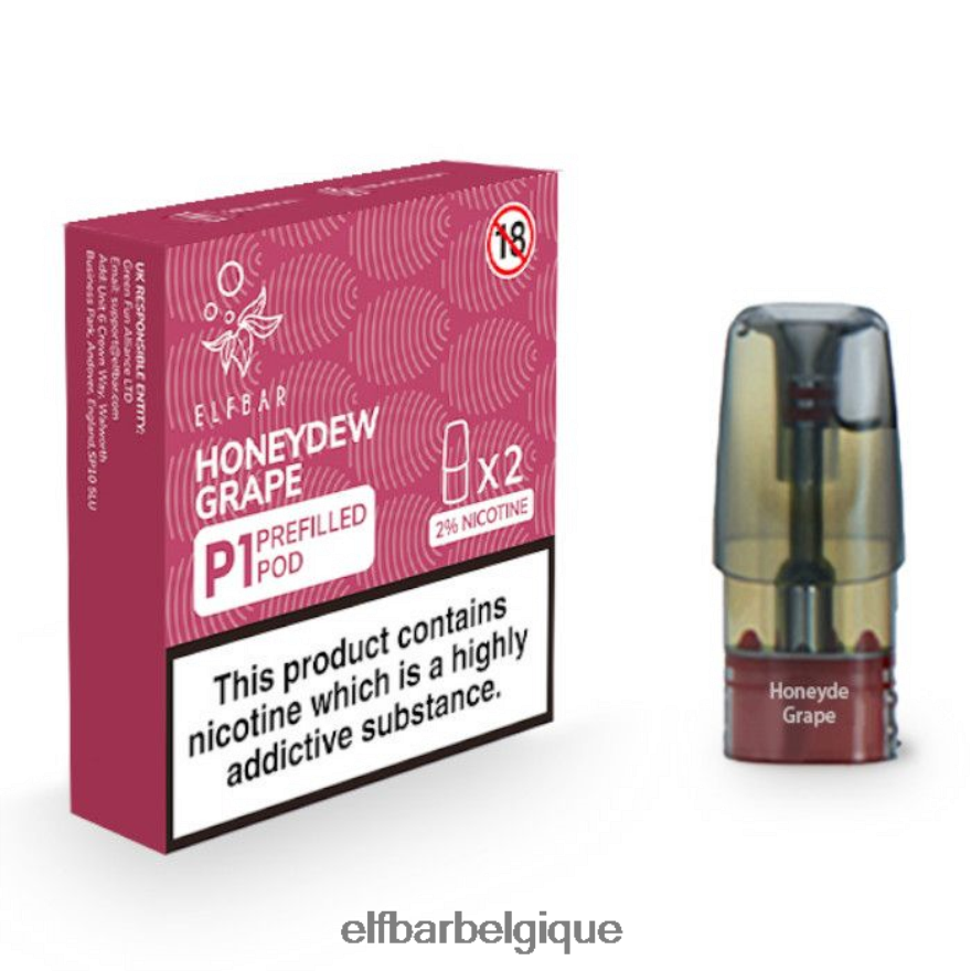 ELF BAR Vape mate 500 p1 dosettes préremplies - 20 mg (paquet de 2) HNX4T163 raisin miel