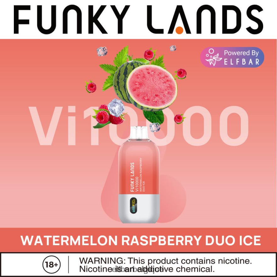 ELF BAR Puff Funky Lands meilleure saveur vape jetable vi10000 série glacée HNX4T454 Duo de glace pastèque et framboise